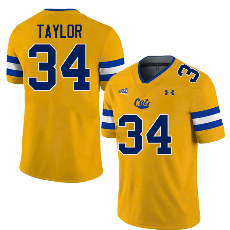 Montana State Bobcats #34 Cole Taylor College Football Jerseys,Uniforms Stitched-Gold